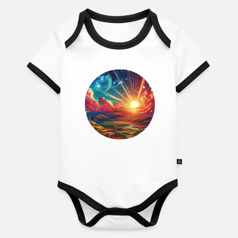 Landscape Colorful Epic Mountains Clouds Comic Organic Baby Contrasting Bodysuit
