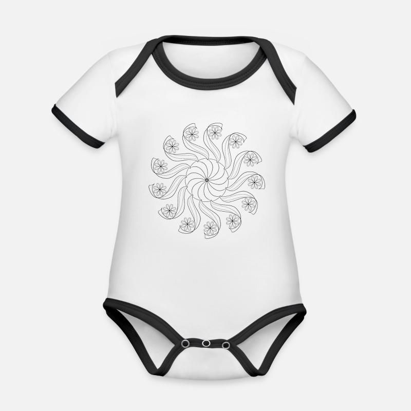 Carrousel Mandala - Body Bébé bio contrasté manches courtes - blanc/noir