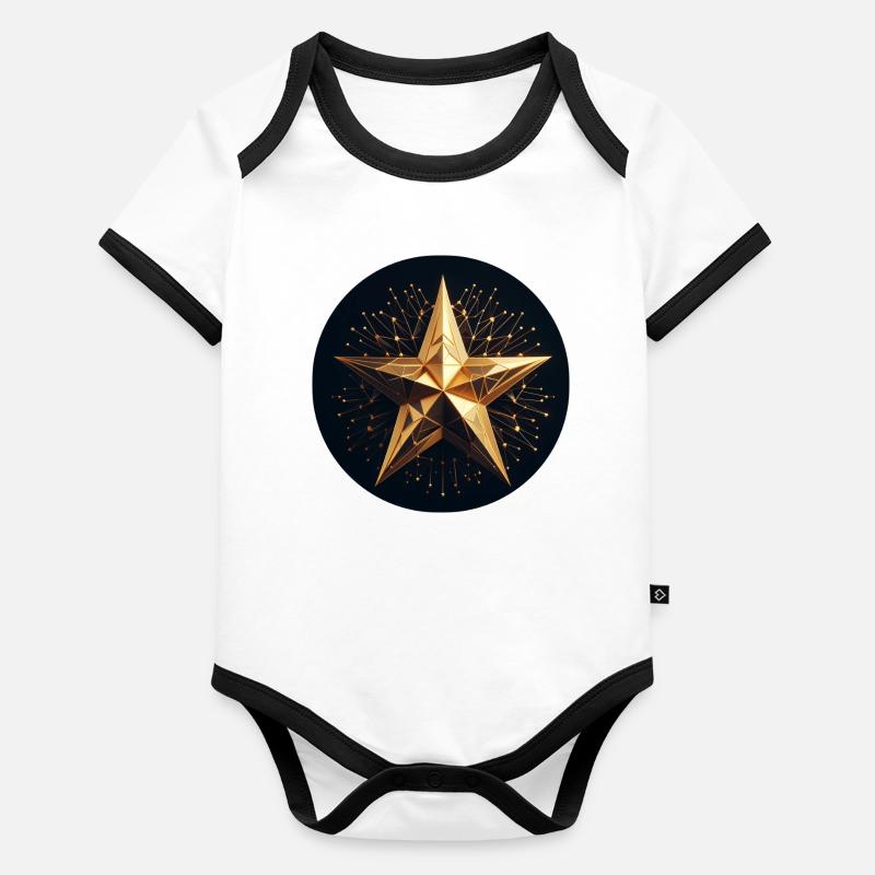Étoile scintillante dorée Body Bébé bio contrasté manches courtes