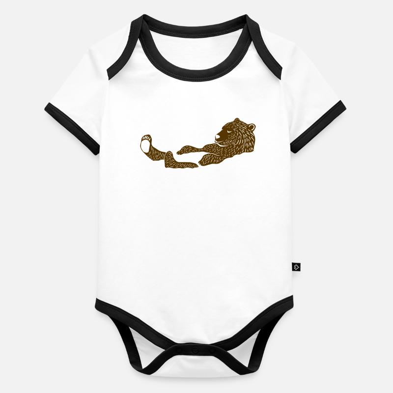 Lion Relaxation Silhouette Design Body Bébé bio contrasté manches courtes