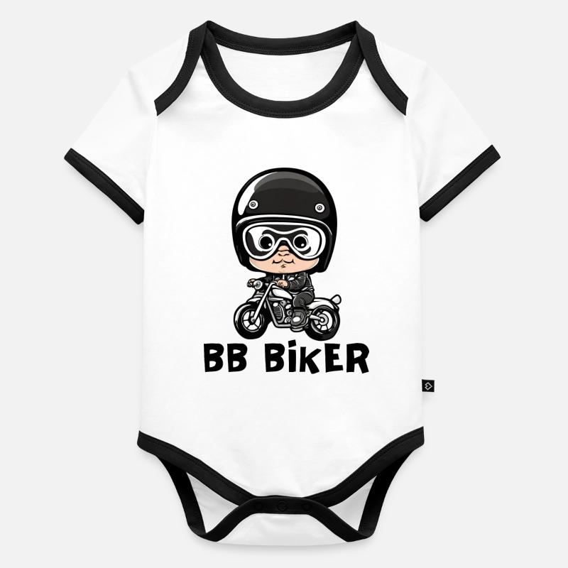 bébé motard, bébé biker, baby biker Body Bébé bio contrasté manches courtes