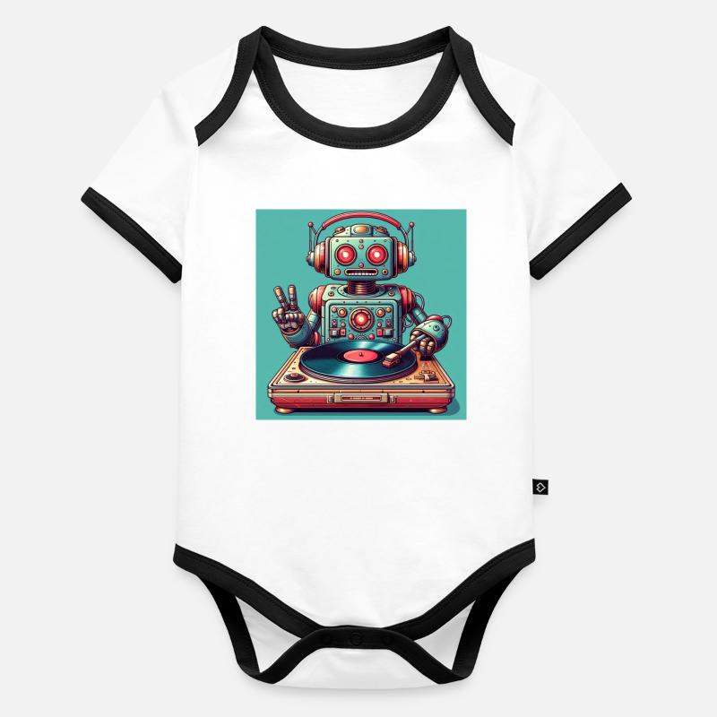 Platine vinyle robotisée Body Bébé bio contrasté manches courtes
