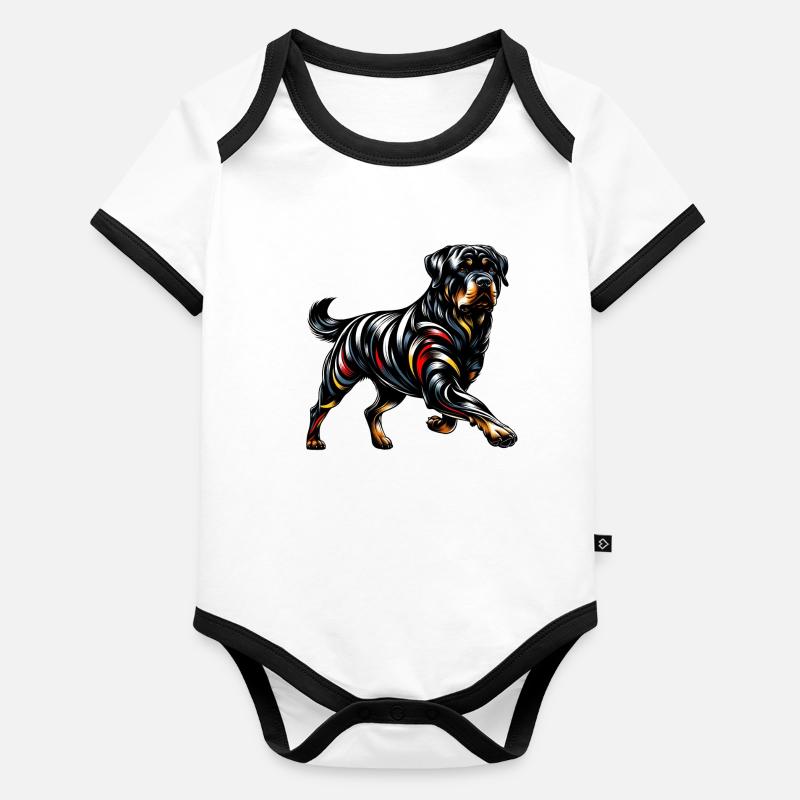 Rottweiler Deutschland Hunde Design Baby Bio-Kurzarm-Kontrastbody