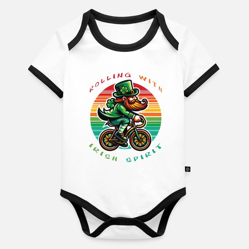 Leprechaun Cycling Saint-Patrick Body Bébé bio contrasté manches courtes