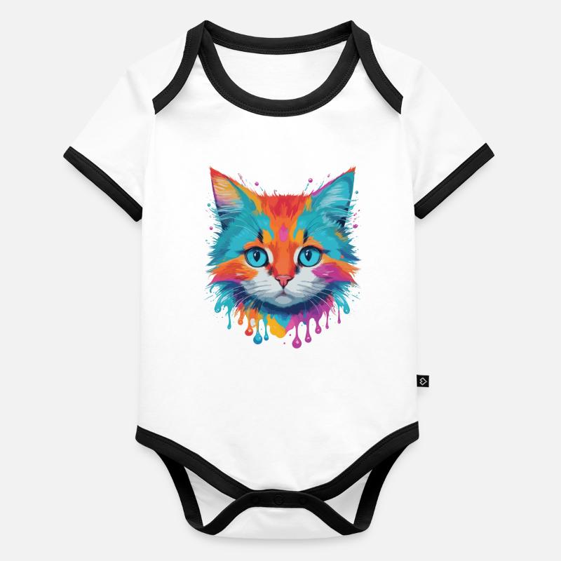 Chat mignon Body Bébé bio contrasté manches courtes