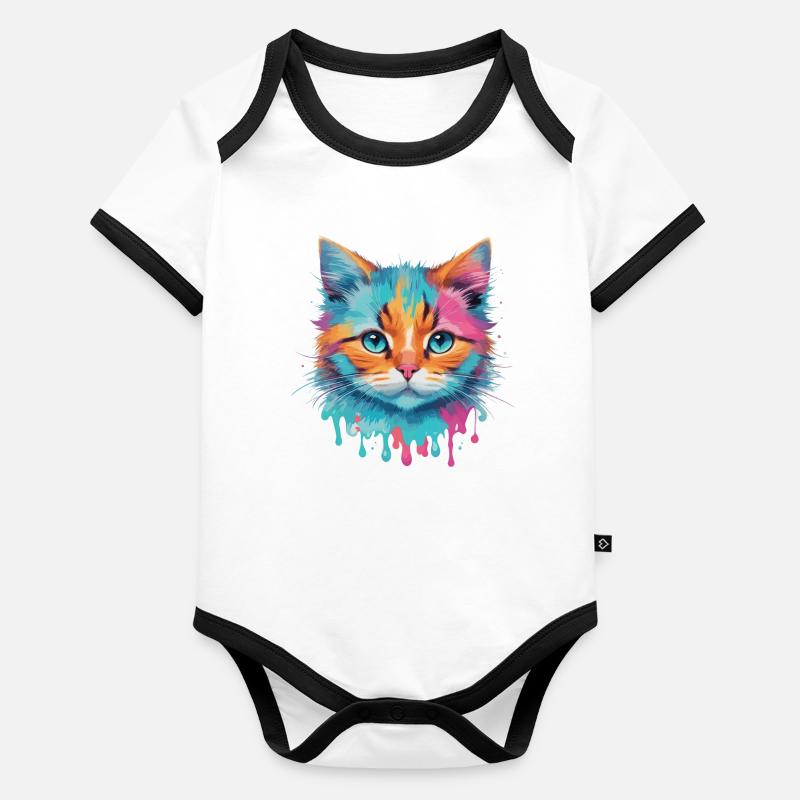 Chat mignon Body Bébé bio contrasté manches courtes