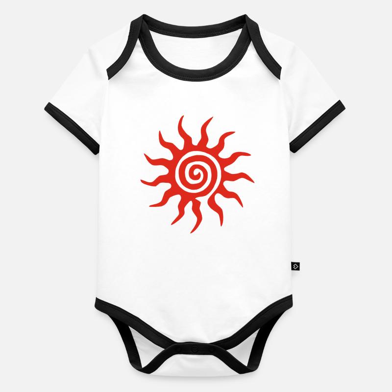 Soleil rouge en spirale Body Bébé bio contrasté manches courtes
