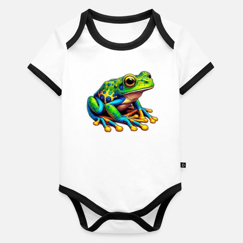 Grenouille Body Bébé bio contrasté manches courtes