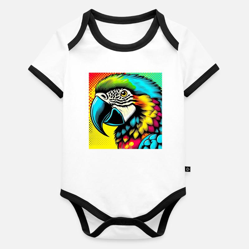Papagei Pop Art Baby Bio-Kurzarm-Kontrastbody