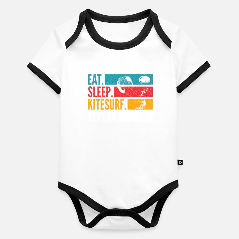 Eat Sleep Kitesurf Repeat pour le kitesurf Body Bébé bio contrasté manches courtes