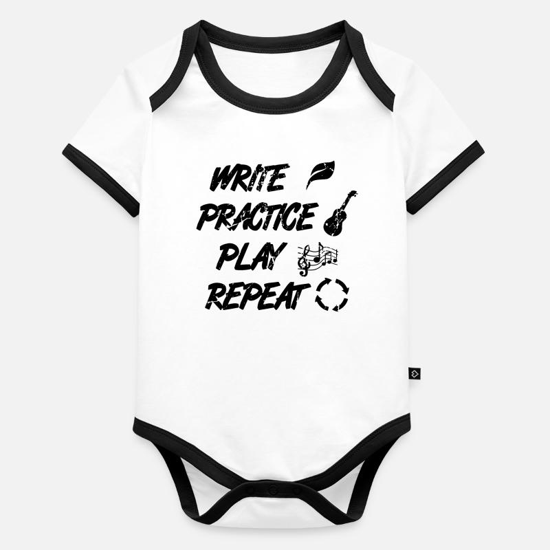 Motivational Ukulele Quote Organic Baby Contrasting Bodysuit