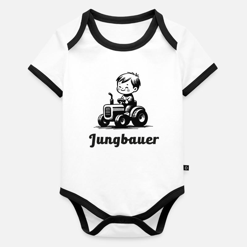 jungbauer nachwuchs bauernhof bauer babygeschenk - Baby Bio-Kurzarm-Kontrastbody - undefined