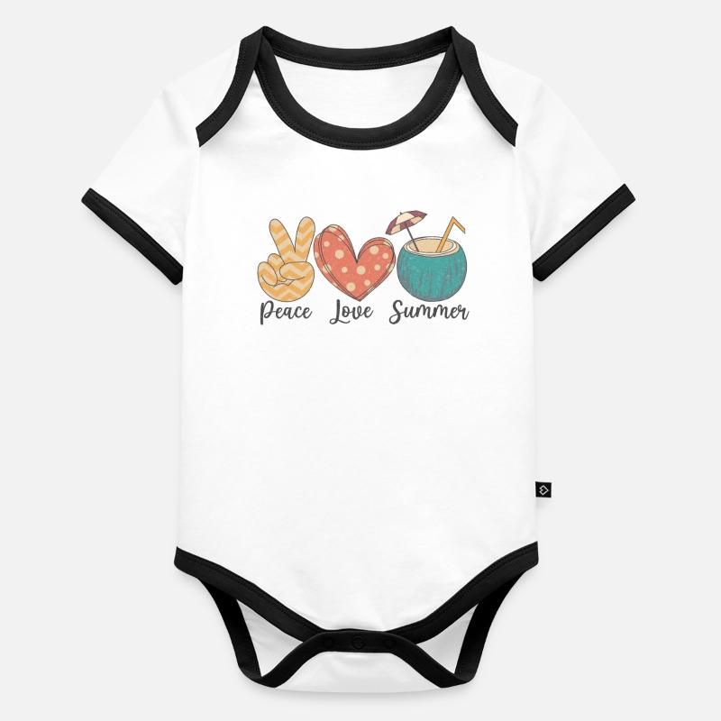 Frieden Liebe Sommer Baby Bio-Kurzarm-Kontrastbody