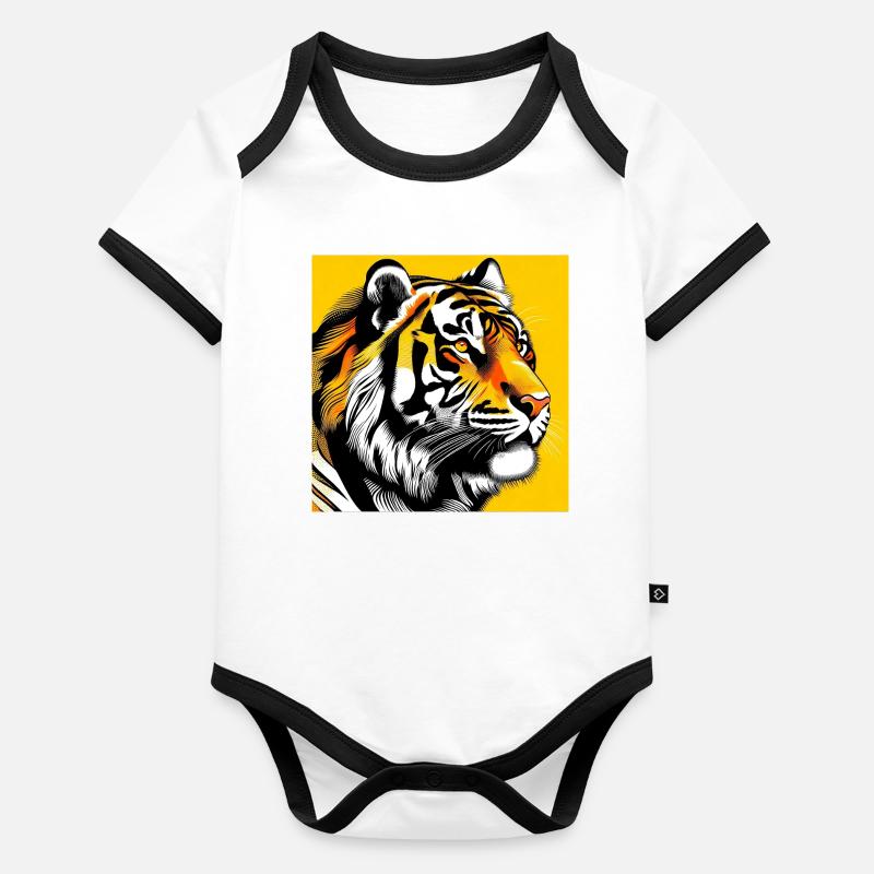 Tiger Pop Art Baby Bio-Kurzarm-Kontrastbody