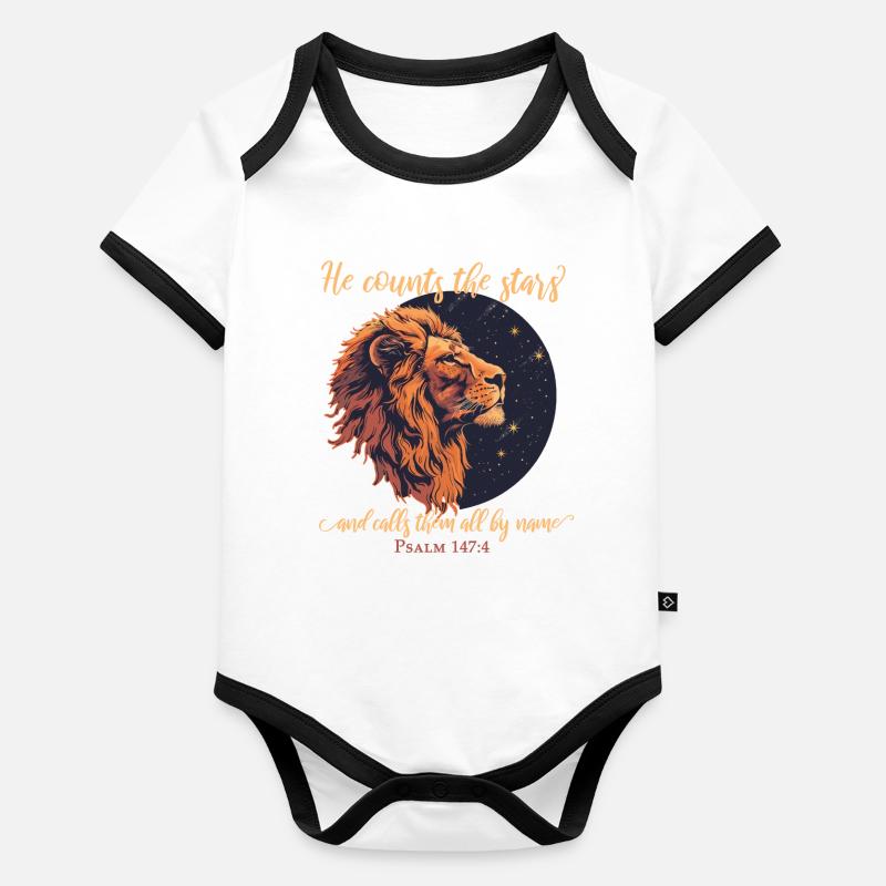 Leo Verset Biblique Chrétien Body Bébé bio contrasté manches courtes