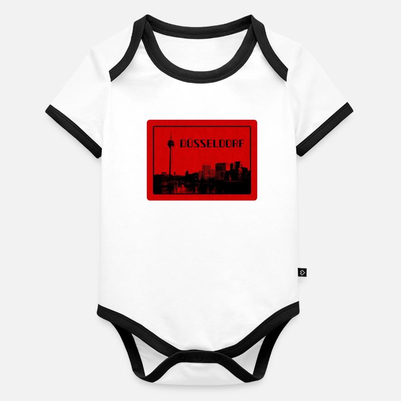 Düsseldorf Skyline Édition Rouge Body Bébé bio contrasté manches courtes