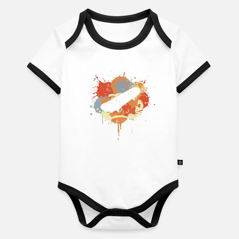 Skateboard Zeichnung Baby Bio-Kurzarm-Kontrastbody