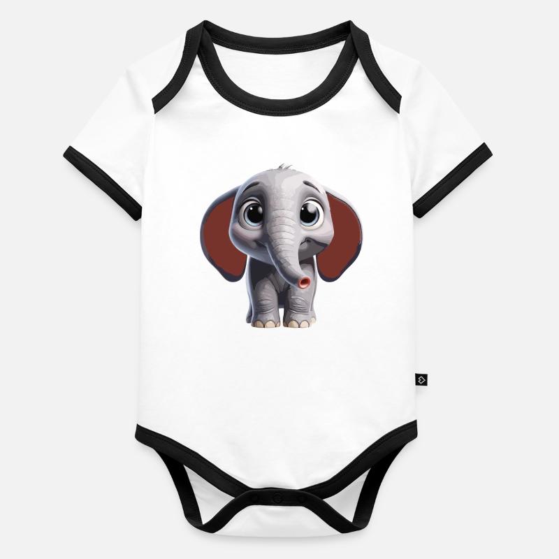 Conception artistique d’éléphant mignon Body Bébé bio contrasté manches courtes