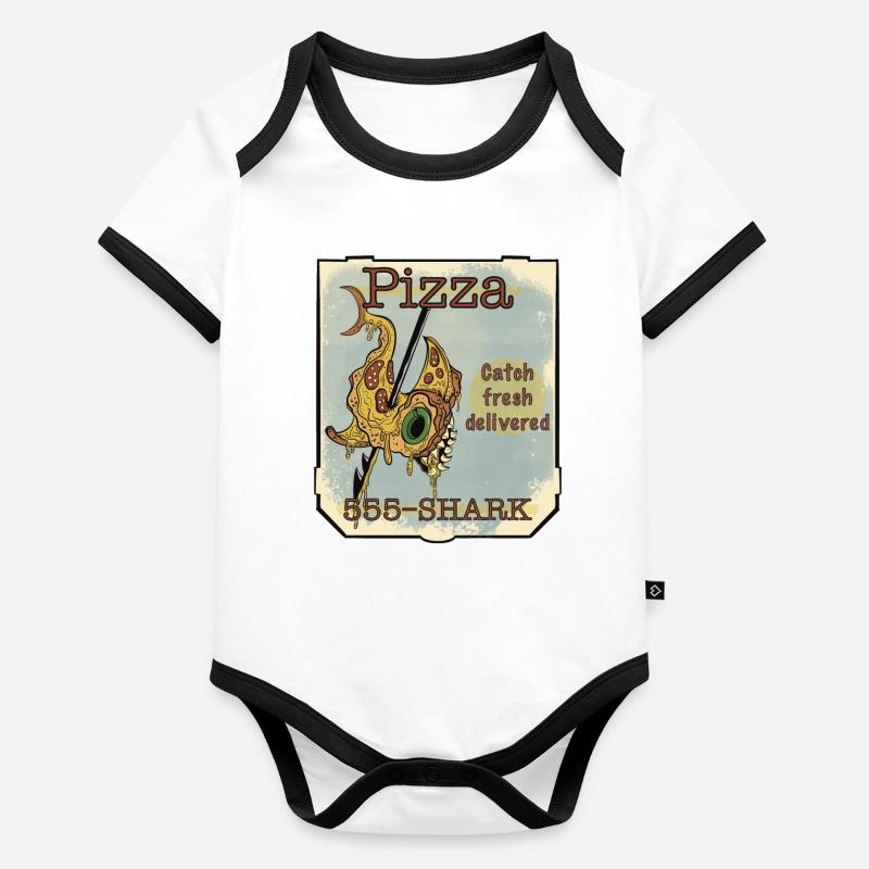 Requin de la pizza Body Bébé bio contrasté manches courtes