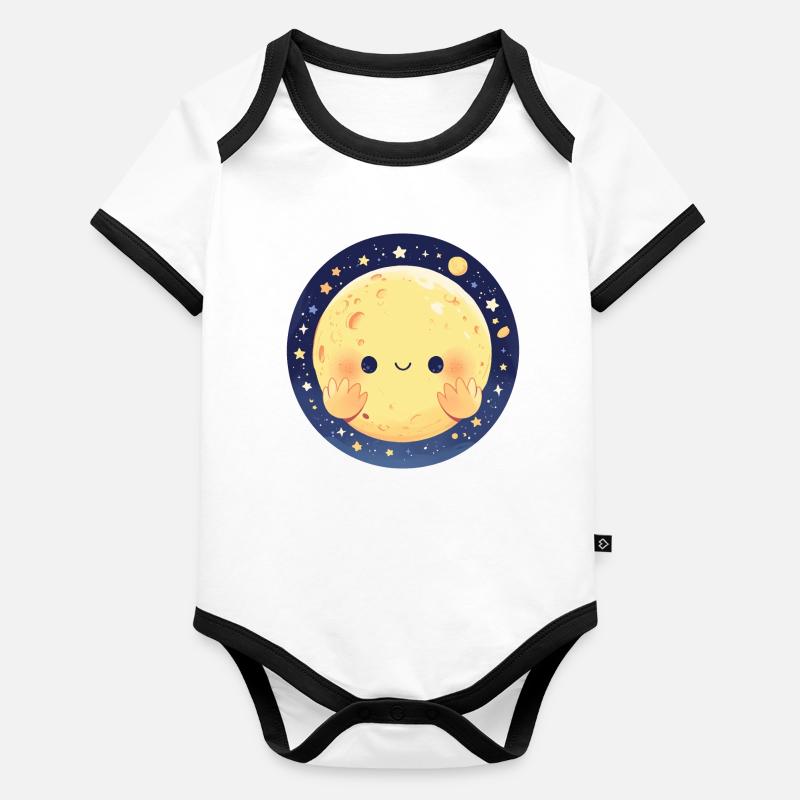 La Lune qui sourit Body Bébé bio contrasté manches courtes