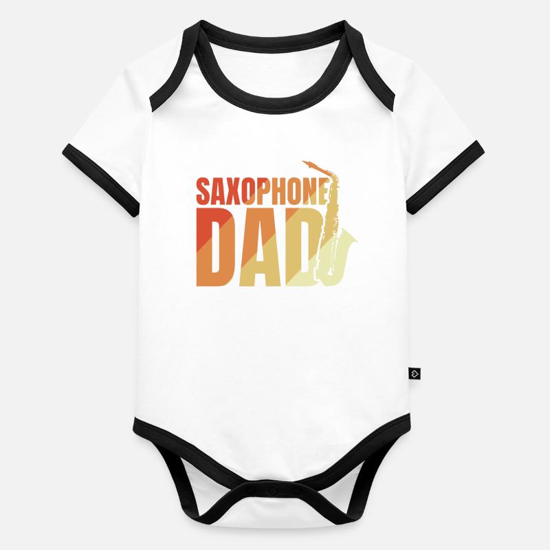Saxophon Papa Baby Bio-Kurzarm-Kontrastbody