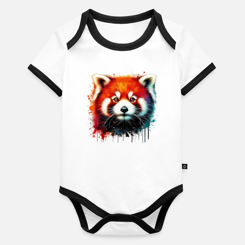 Petit panda Body Bébé bio contrasté manches courtes