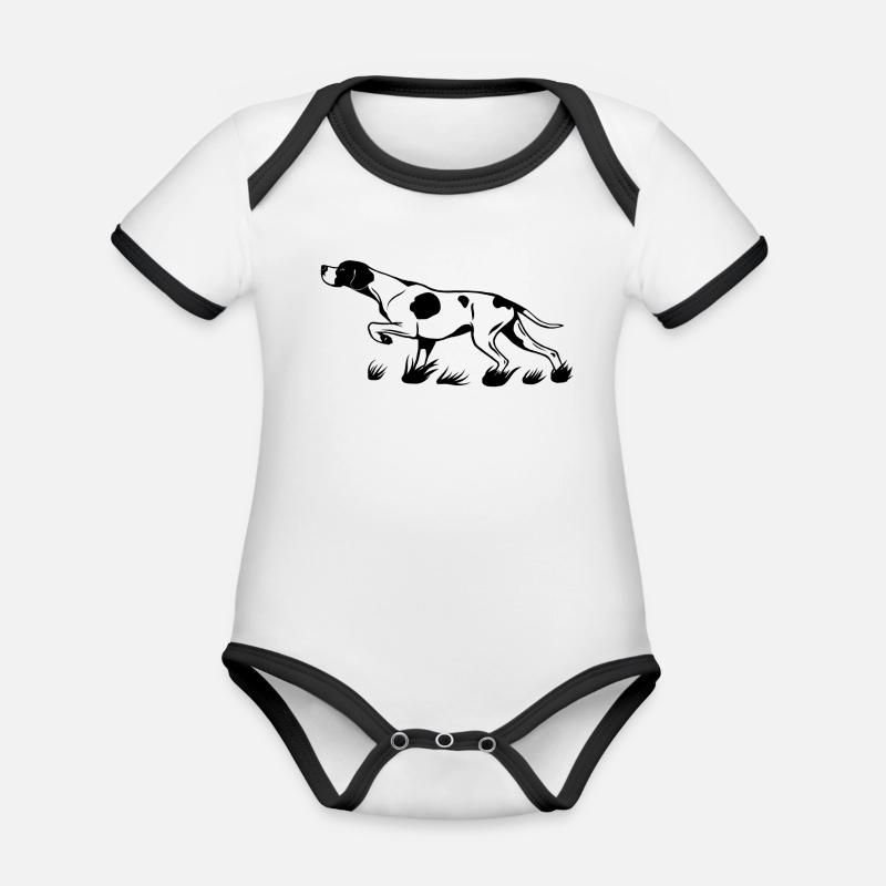Pointer vorstehend - Baby Bio-Kurzarm-Kontrastbody - Weiß/Schwarz