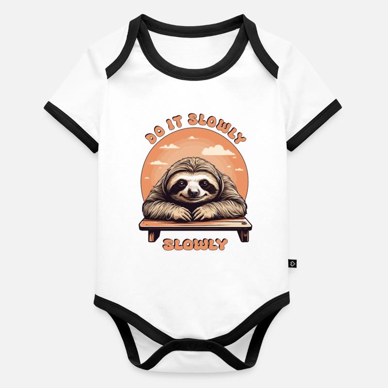 Langsames Faultier Baby Bio-Kurzarm-Kontrastbody