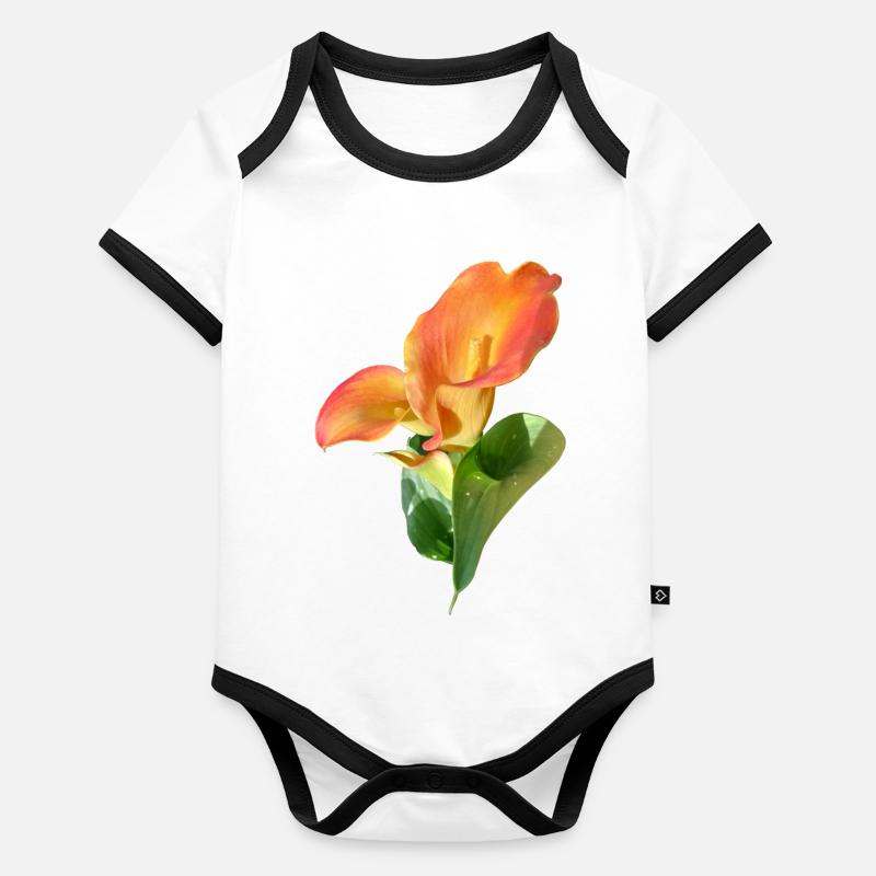 Orange Calla Blütenzauber Baby Bio-Kurzarm-Kontrastbody