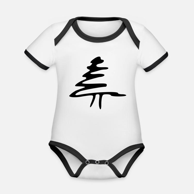Tree - Organic Baby Contrasting Bodysuit - white/black