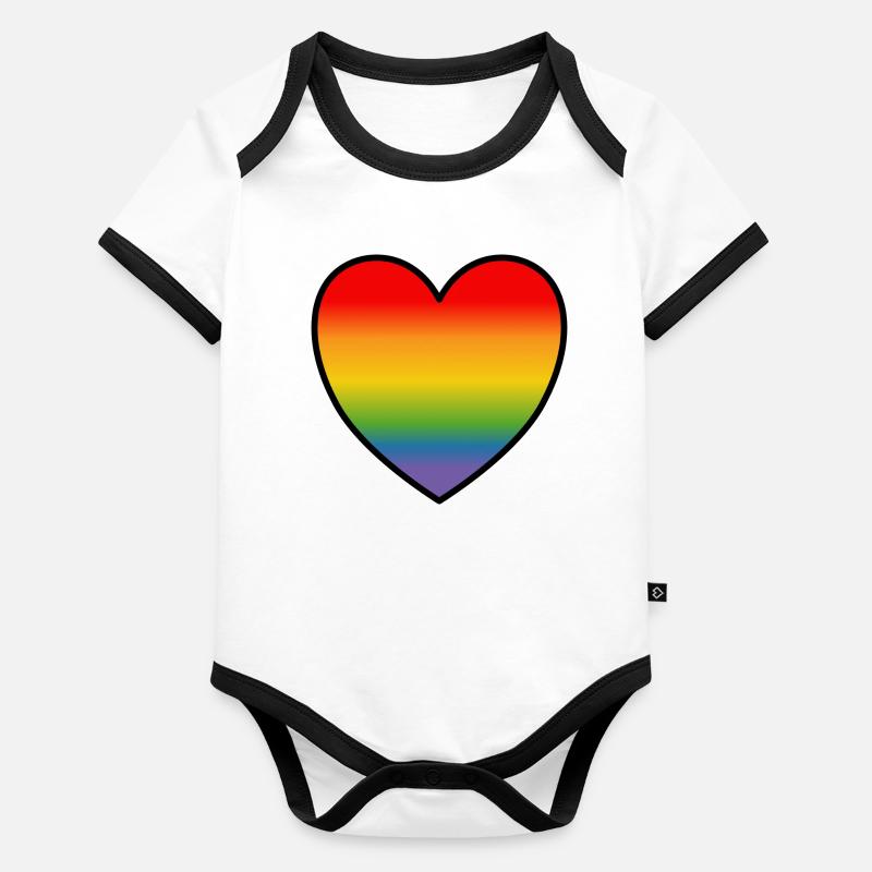 LGBT Shirt Regenbogenherz Baby Bio-Kurzarm-Kontrastbody