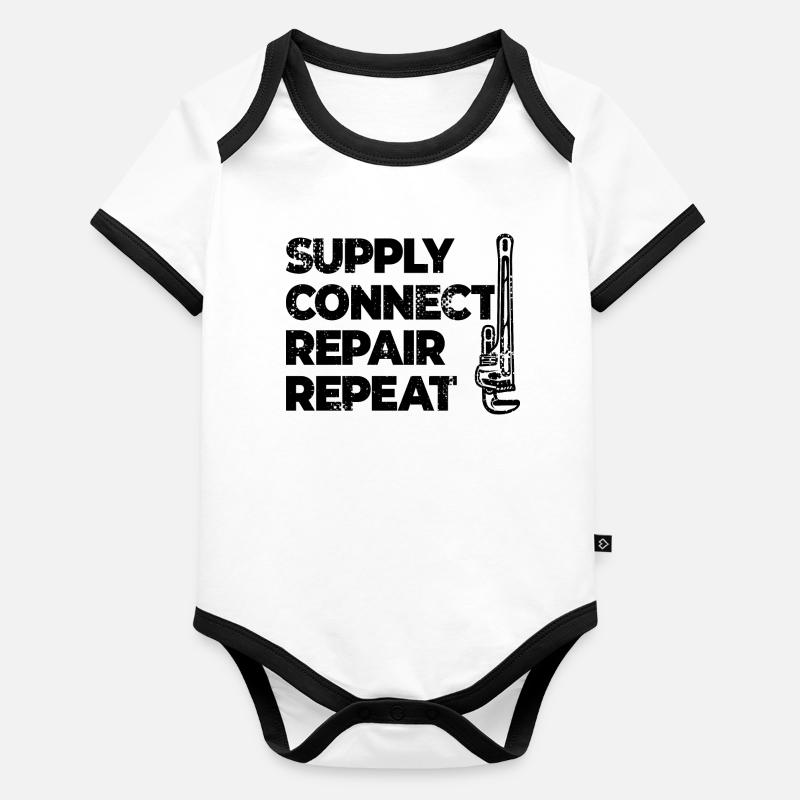 Motivation du plombier Body Bébé bio contrasté manches courtes