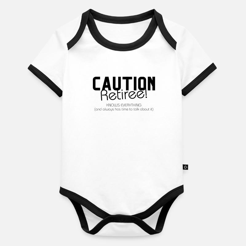 Attention aux retraités – sait tout et a beaucoup de temps. Body Bébé bio contrasté manches courtes