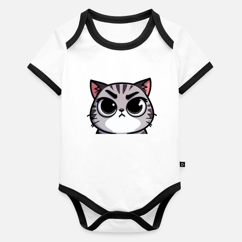 Tabby-Eigenschaften: Die ausdrucksstarke Katze - Baby Bio-Kurzarm-Kontrastbody - 