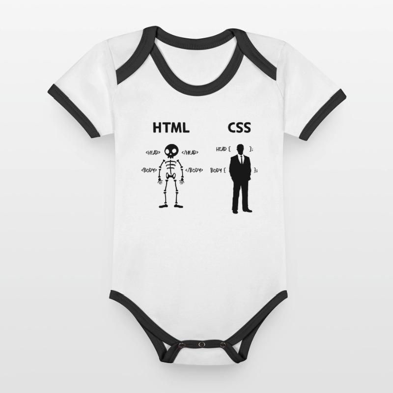 Developer Programmierer Coden Css Skripting Code Baby Bio-Kurzarm-Kontrastbody