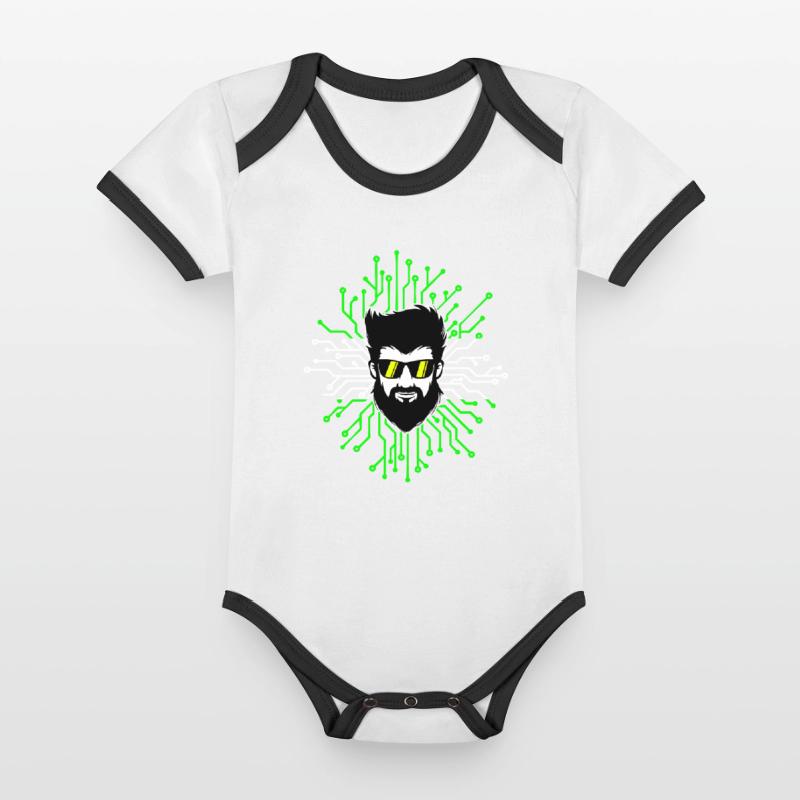 Computerfreak Developer Open Source Code Skripting Baby Bio-Kurzarm-Kontrastbody