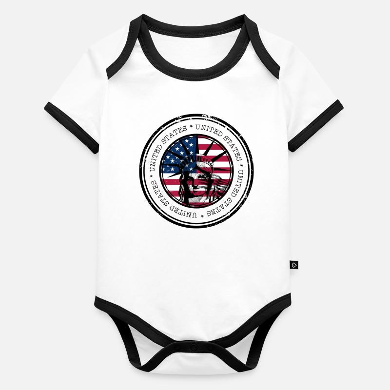 Liberty Flag Circle Organic Baby Contrasting Bodysuit