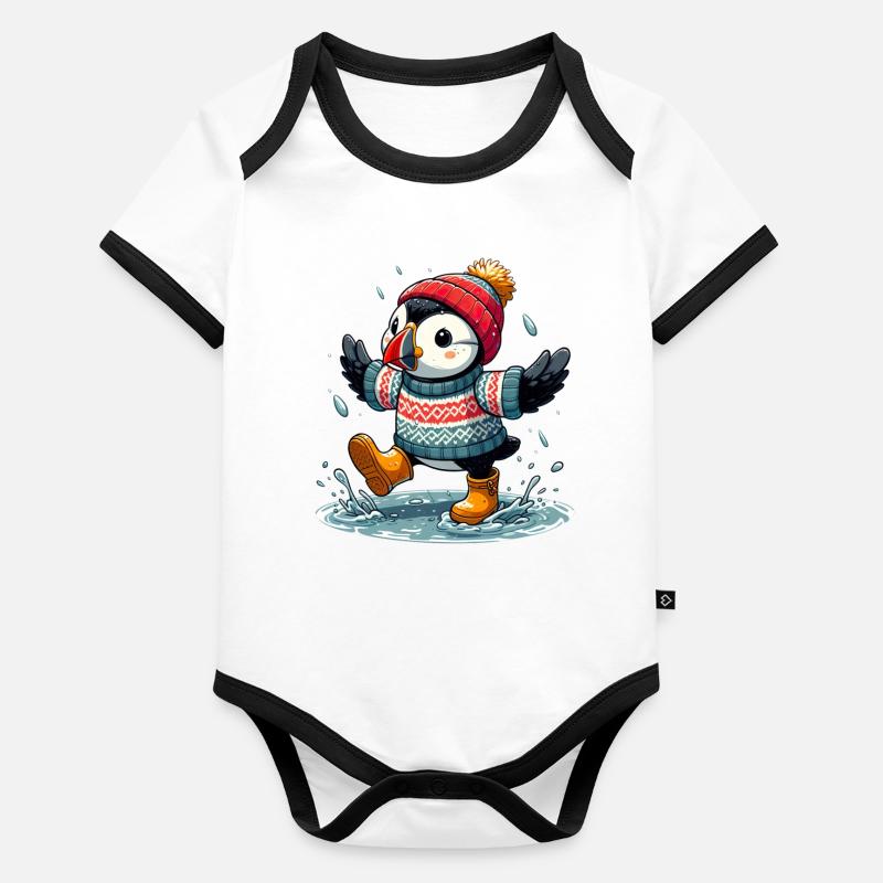Macareux d’Islande 12 Body Bébé bio contrasté manches courtes