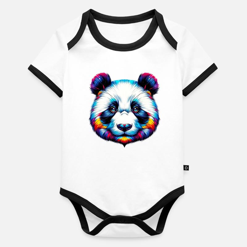 Panda Body Bébé bio contrasté manches courtes