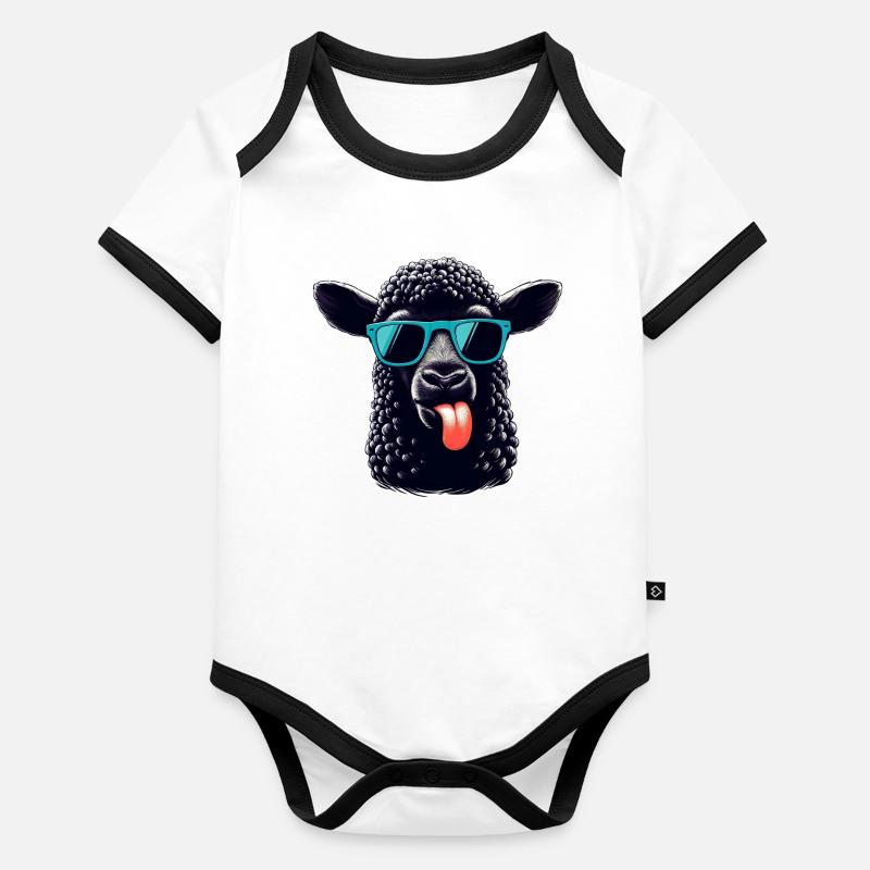 Mouton noir Body Bébé bio contrasté manches courtes