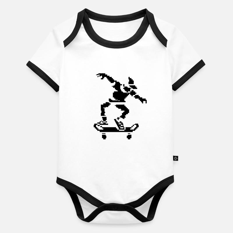 Skater Pixel Art Body Bébé bio contrasté manches courtes