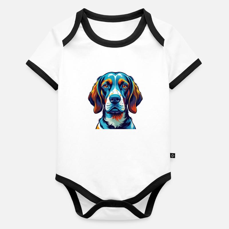 Français Gascogne Pointer Chien Race Dessin Animé Kawaii Body Bébé bio contrasté manches courtes