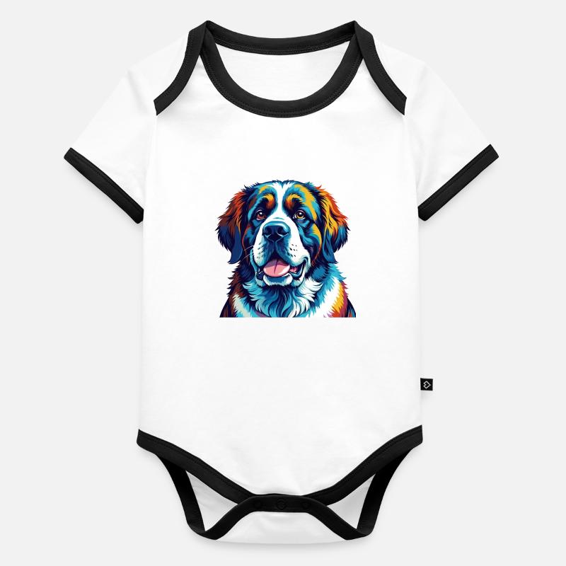 Bernhardiner Hunderasse Bunte Karikatur Kawaii Baby Bio-Kurzarm-Kontrastbody