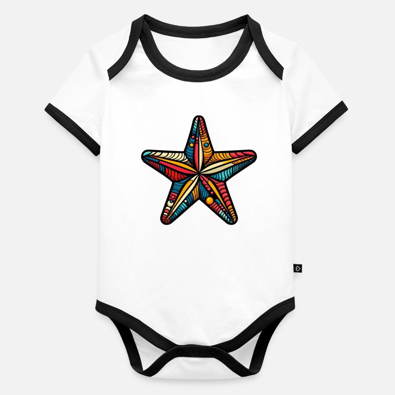 Étoile de mer Body Bébé bio contrasté manches courtes