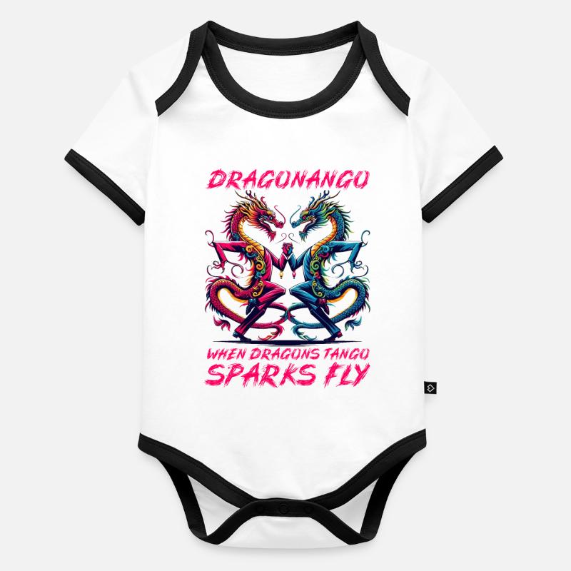 Dragonango: When Dragons Tango, Sparks Fly! Organic Baby Contrasting Bodysuit