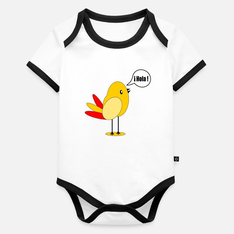DRAPEAU DU PAYS ESPAGNE OISEAU ESPAGNOL Body Bébé bio contrasté manches courtes
