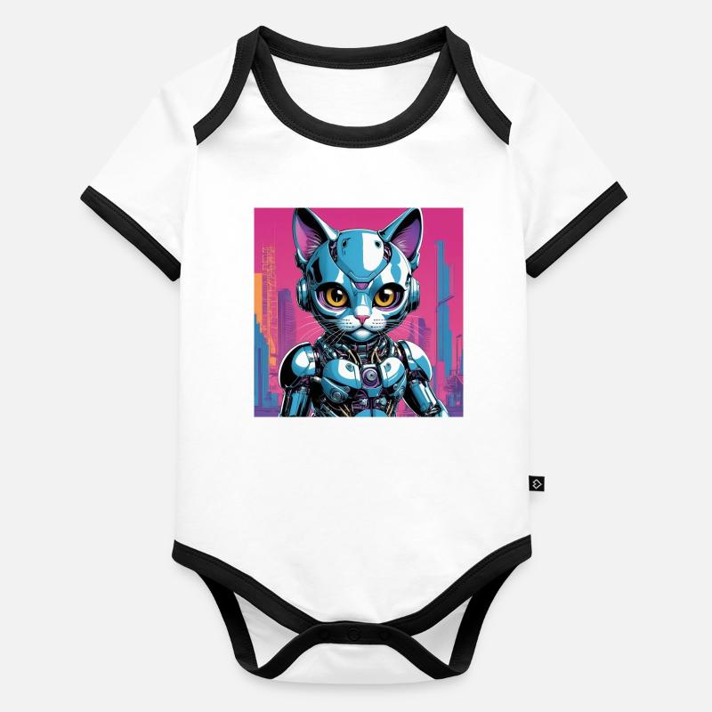 Chaton Robo Body Bébé bio contrasté manches courtes