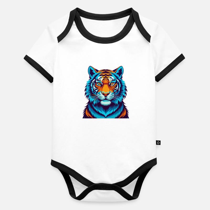 Tiger Bunte Kawaii Cartoon Figur Clipart Baby Bio-Kurzarm-Kontrastbody