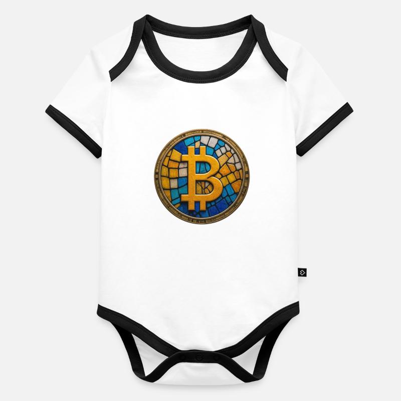 Bitcoin Mosaik Baby Bio-Kurzarm-Kontrastbody