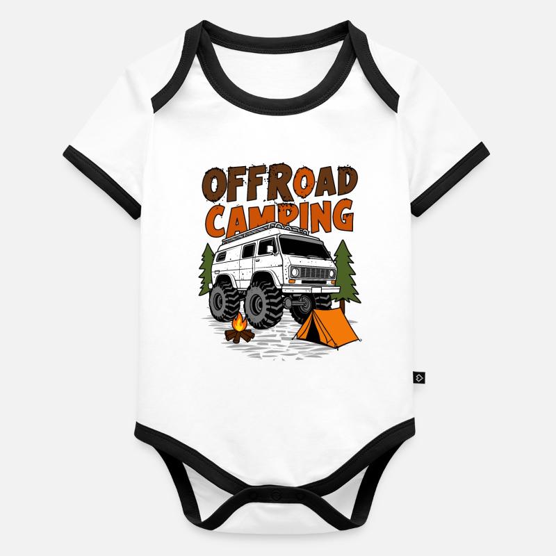 Camping tout-terrain Body Bébé bio contrasté manches courtes